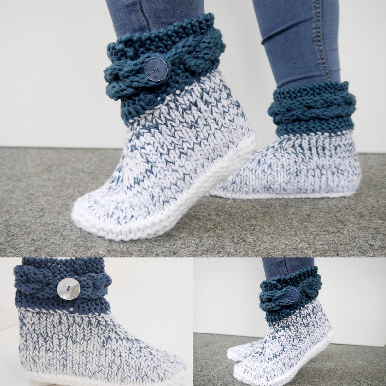 Knitting Pattern Slippers VRONI Cable Knit Border No.217E image 3