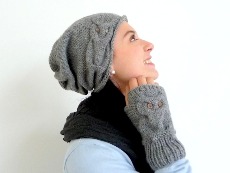 Knitting Pattern Beanie OWL DESIGN All Sizes No 102e Etsy