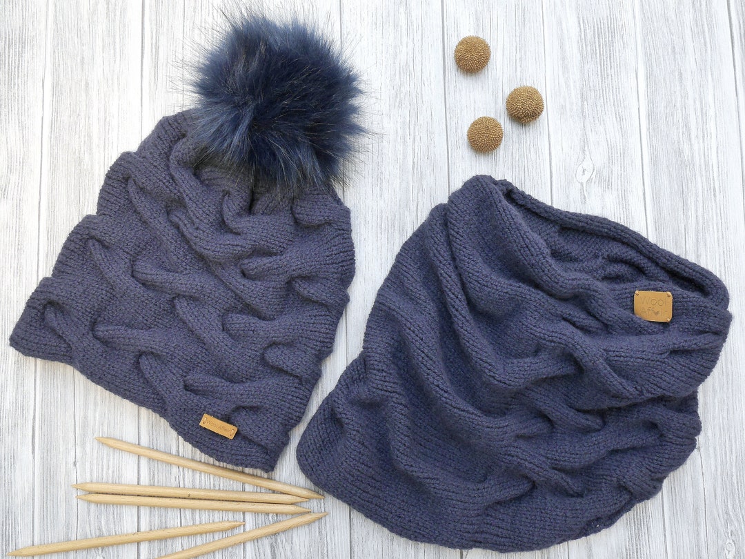 Knitting Pattern – Cable Knit Set – Beanie & Loop – No.109s/e - Etsy