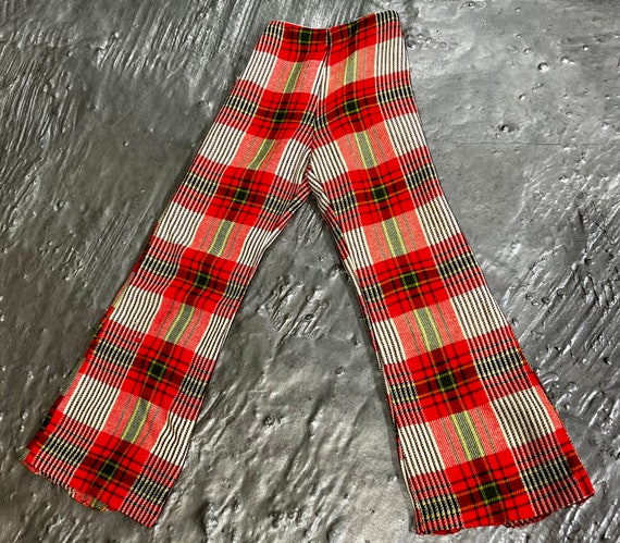 Vintage Plaid High Waist Bell Bottom Pants - image 1