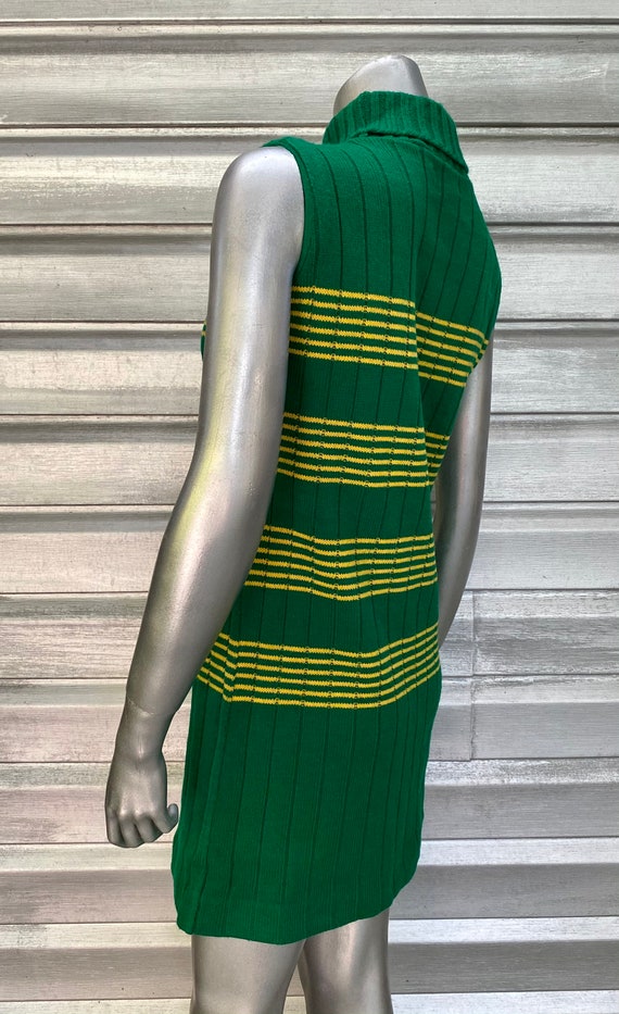 SWING-SET Vintage Sleeveless Green Striped Yellow… - image 3