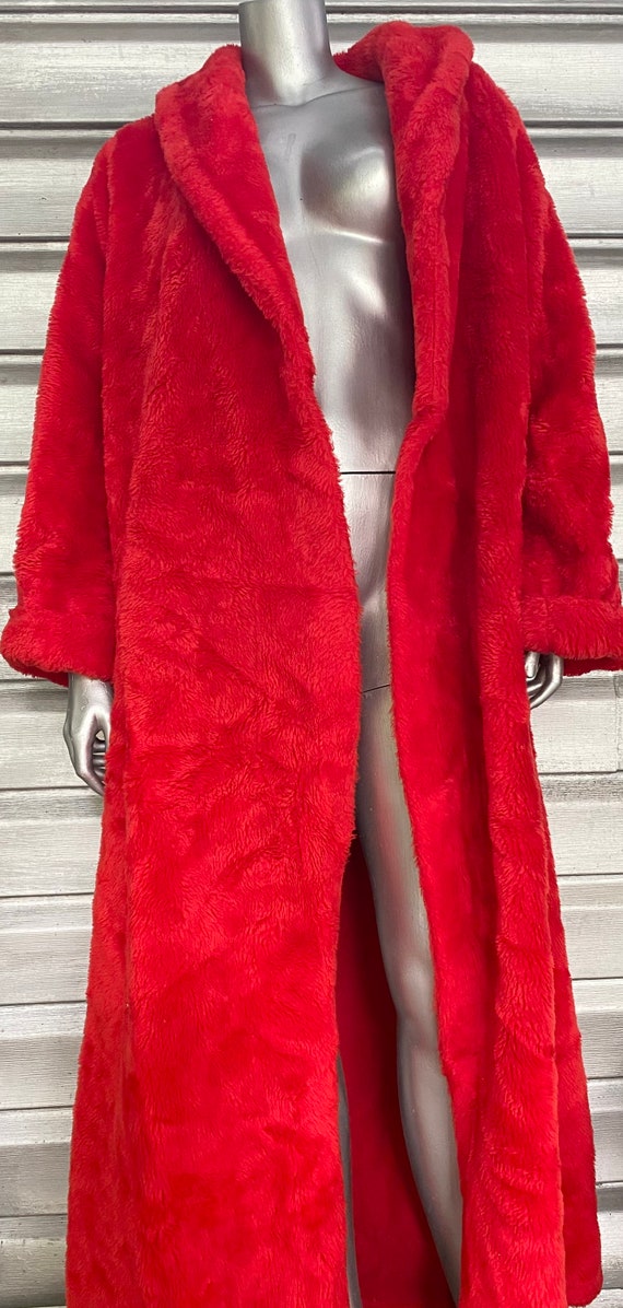 BORG Vintage Red Faux Fur Jacket Coat