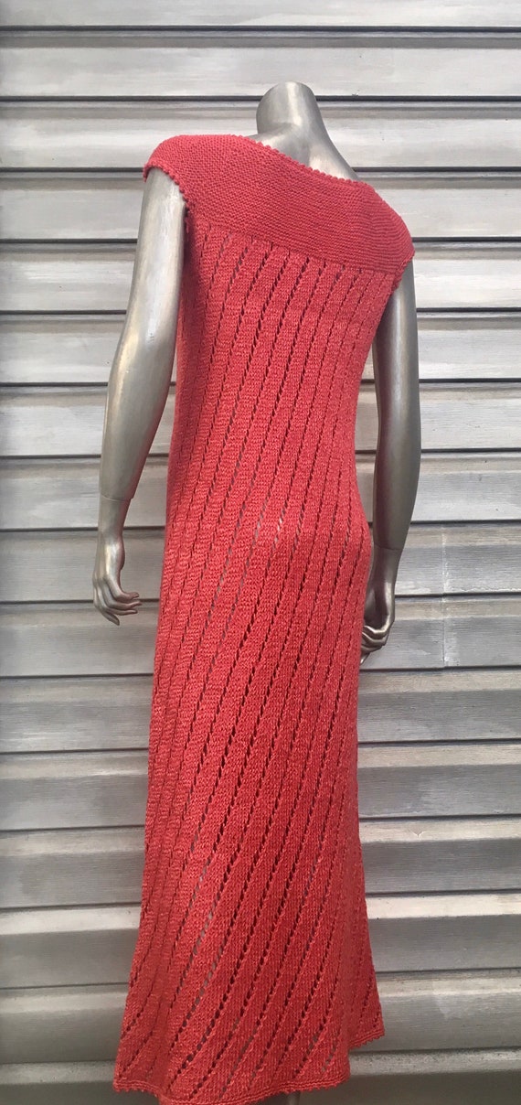 Handmade Vintage Pink Crochet Cap Sleeve Sheath D… - image 2