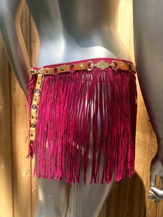 Vintage Handmade Runway Pink Suede Festival Boho … - image 5