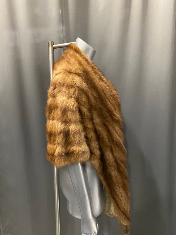 Vintage Caramel Brown Mink Fur Stole Shawl - image 4