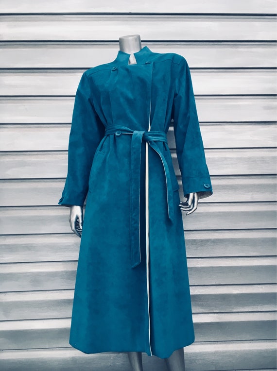 Vintage Custom Handmade Reversible Turquoise Sued… - image 1