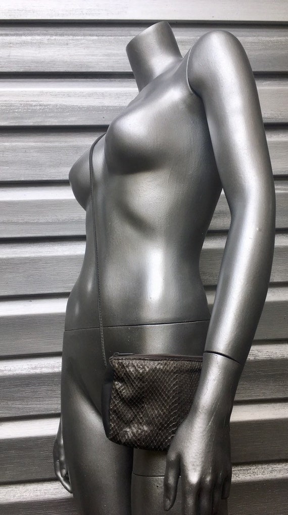 SAKS FIFTH AVENUE Vintage Gray Snakeskin Leather C