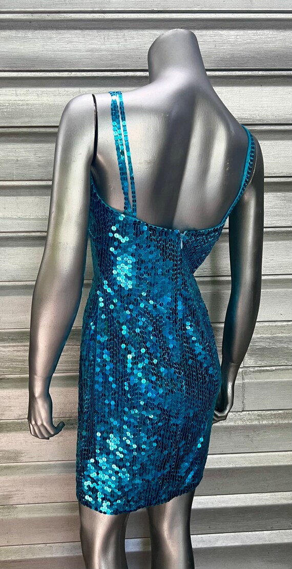 NITE LINE Vintage Sleeveless Blue Sequin Dress