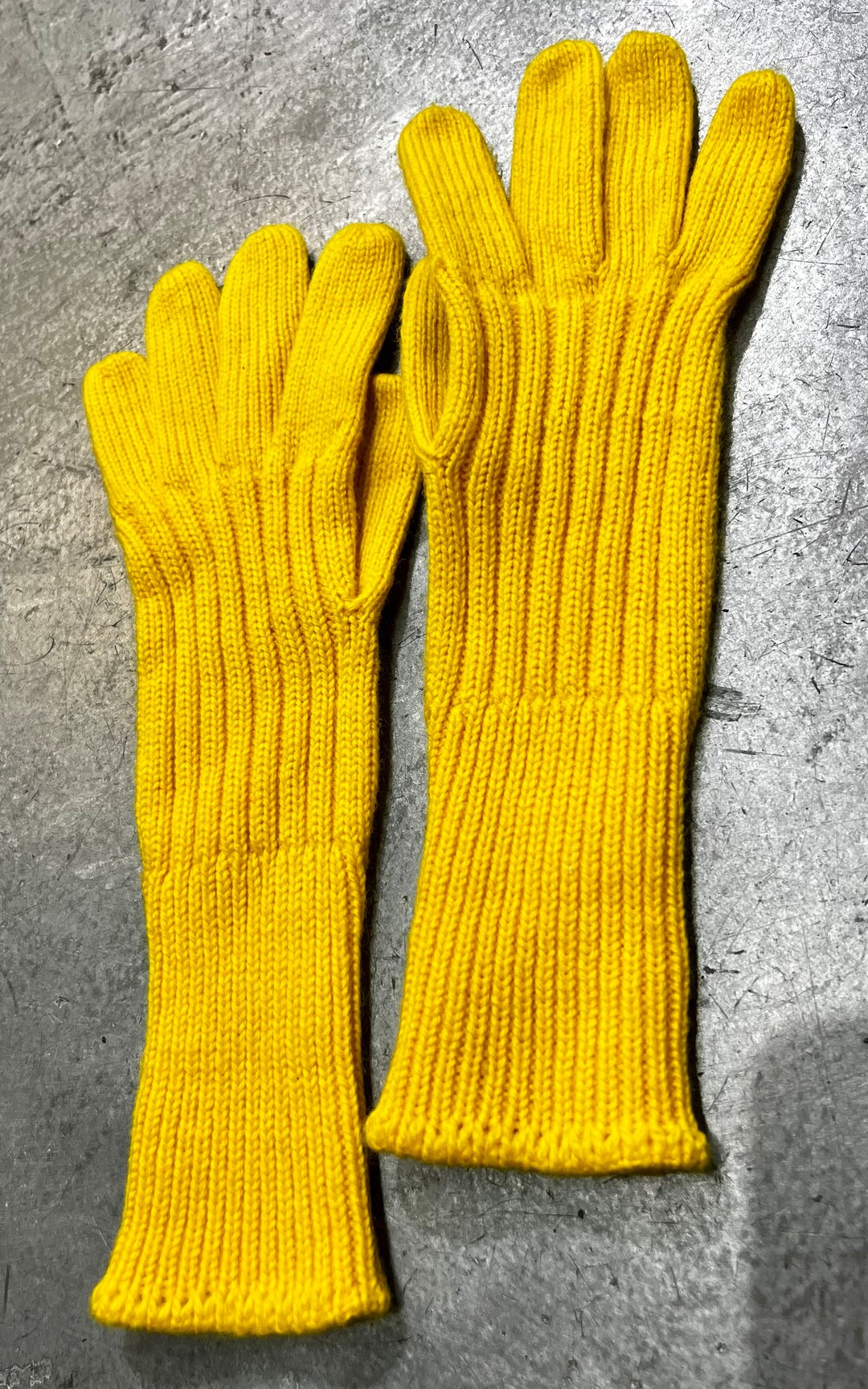 Vintage Yellow Knit Gloves Etsy