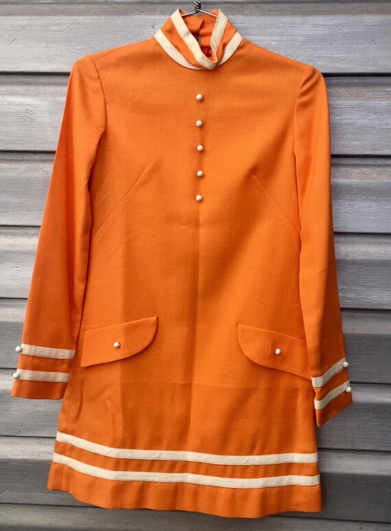 Handmade Vintage Orange GoGo Mod Long Sleeve Mini