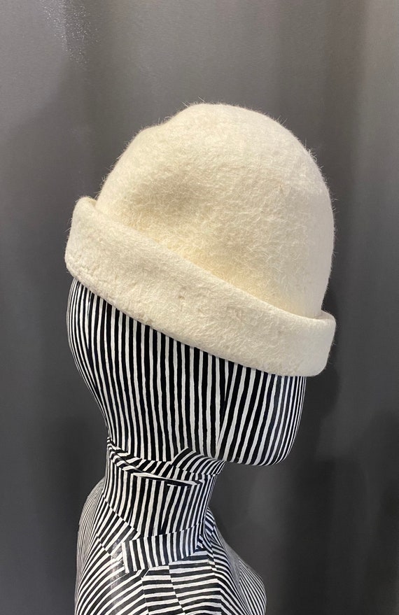 CORONA Vintage Cloche Wool Ivory White Hat