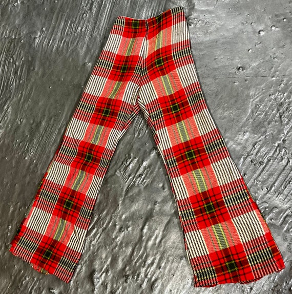 Vintage Plaid High Waist Bell Bottom Pants - image 3