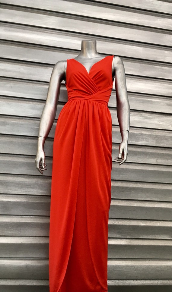 SANDYS Vintage Sleeveless Red Full Length Dress Go
