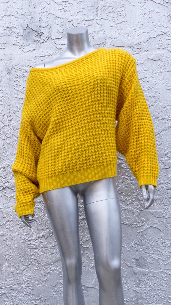 EXPRESS Vintage Oversized Yellow Knit Sweater Top