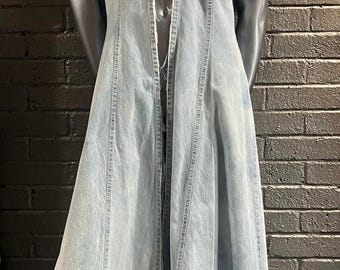 PARIS BLUES Vintage distressed denim jurk met volledige lengte en korte mouwen dusterjack
