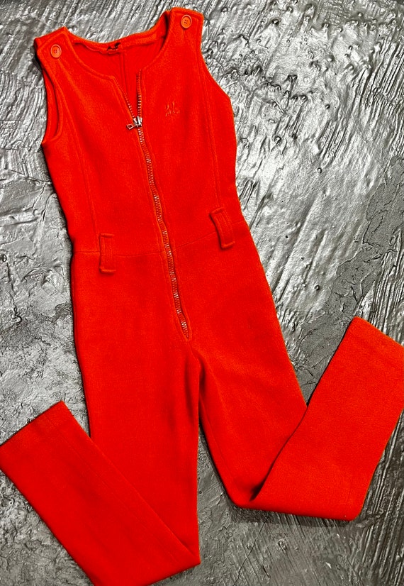 COURREGES Vintage Orange Zip Front Sleeveless Jump