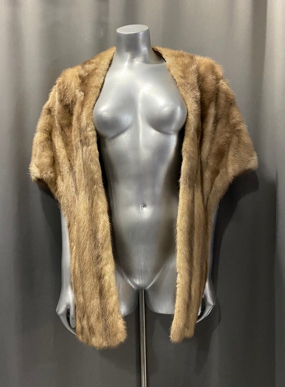 Vintage Luxury Caramel Mink Fur Stole Shawl - image 1