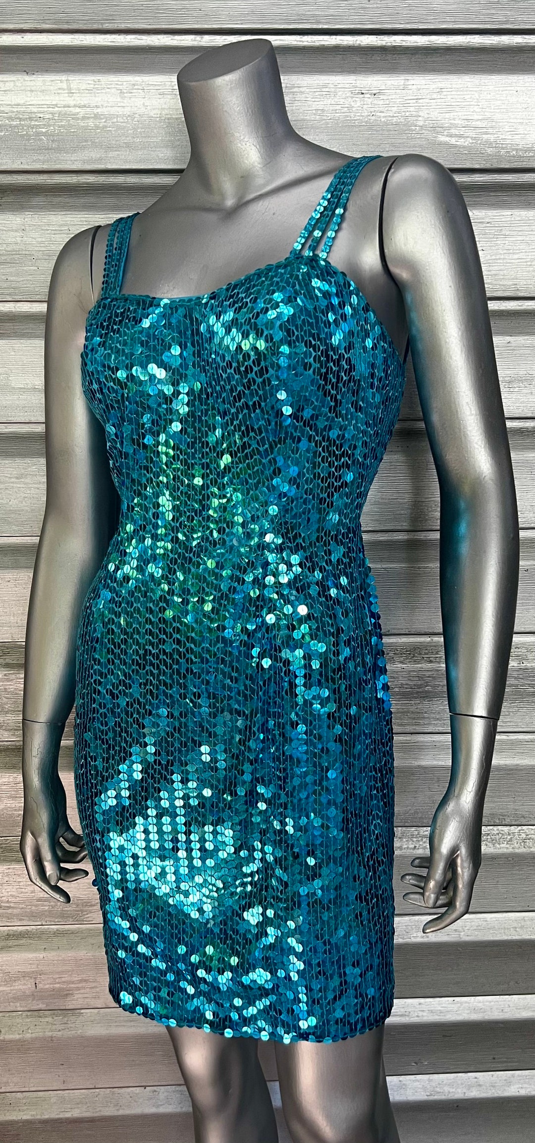 NITE LINE Vintage Sleeveless Blue Sequin Dress - Etsy NITE LINE Vintage Sleeveless Blue Sequin Dress - Etsy