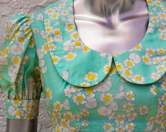 Ręcznie robiona sukienka maxi vintage z kwiatowym wzorem Daisy Gunne Sax