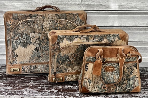 FRENCH LUGGAGE COMPANY Vintage Suede Tapestry Sui… - image 1