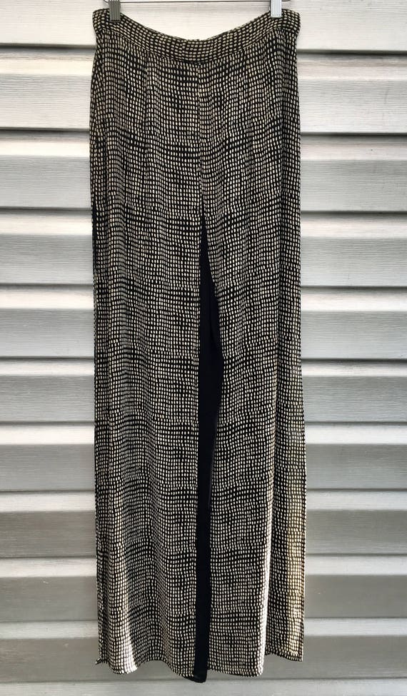 CACHE Vintage Black Dotted High Waist Wide Leg Pa… - image 3