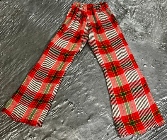 Vintage Plaid High Waist Bell Bottom Pants - image 2