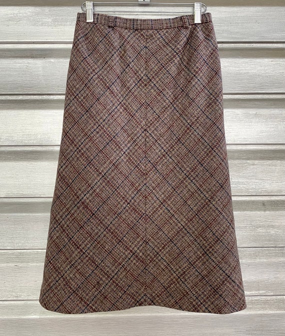 GORDON Vintage Wool Plaid Tweed High Waist Skirt