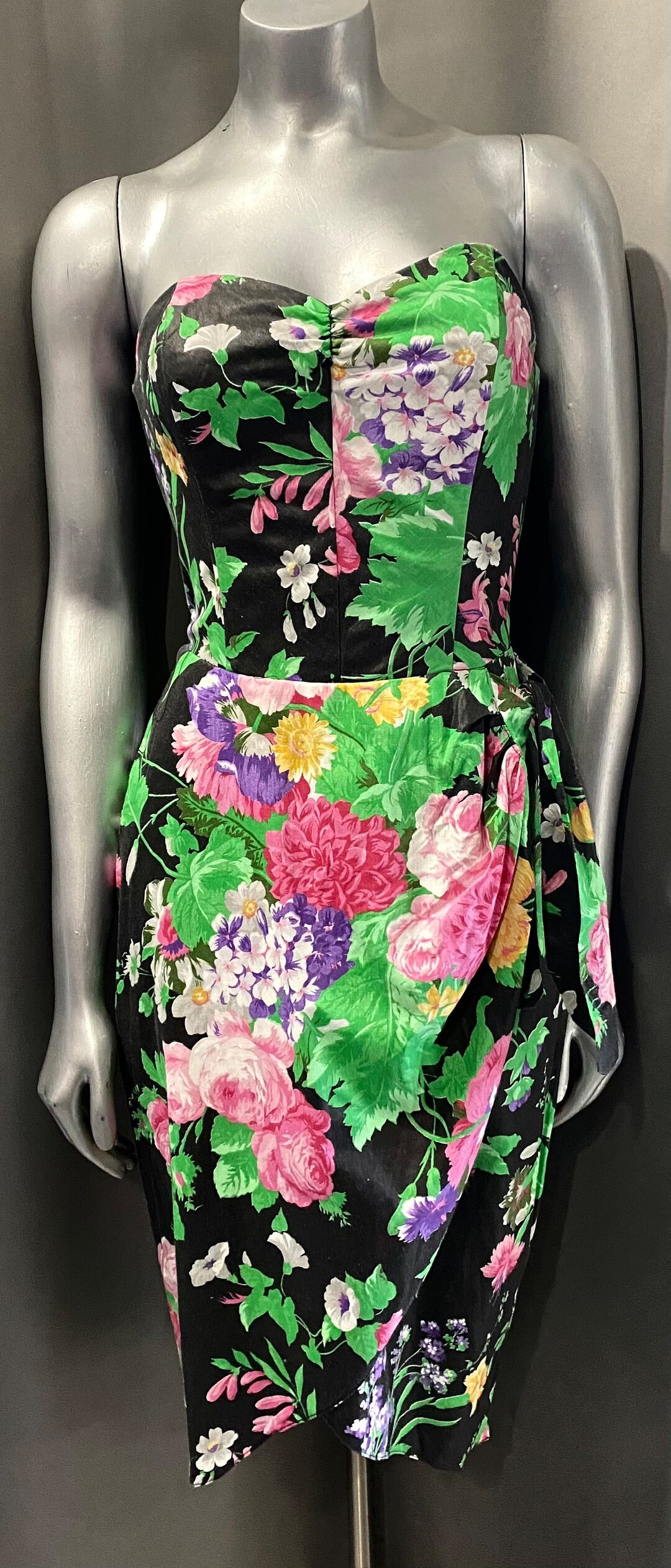ALL THAT JAZZ Vintage Floral Strapless Dress Etsy