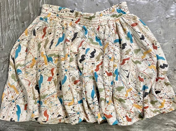 JUMP Vintage Splatter Paint Print Skirt Skorts Sh… - image 2
