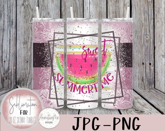 Sweet Summertime Watermelon Tumbler Template Sublimation Design Download, 20 oz Skinny Tumbler , PNG tumblers, Instant Digital Download