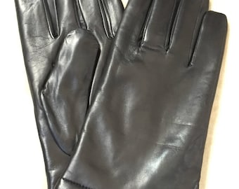 Men's Classic Leather gloves/Italian Leather gloves/gift for him/black leather gloves/red wool lining/soft leather/elegant gloves/winter