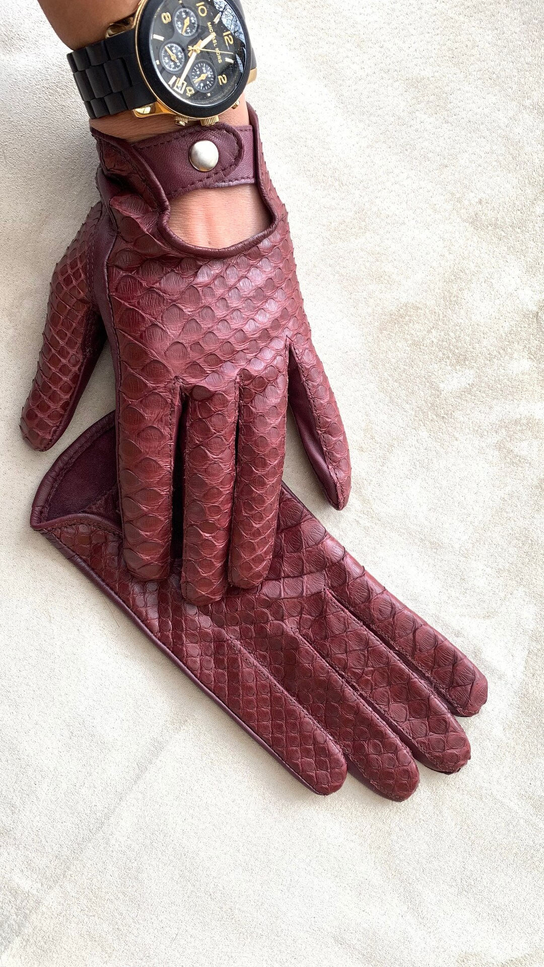 Luxury Leather Driving Gloves Python Glamour Style Gloves, Fashionable