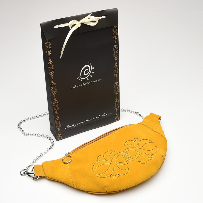 Fancy Yellow Leather Waist Bag/ Suede Leather Bag/belt Pouch/ Etsy