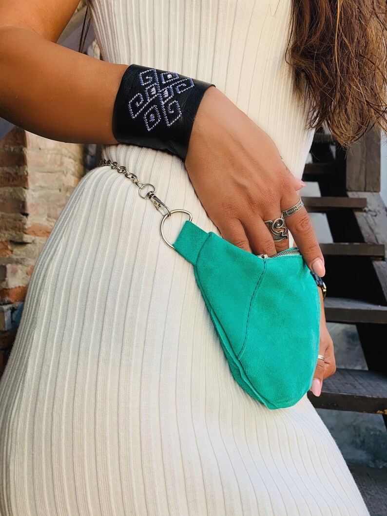 Fanny pack Yellow Leather Waist bag Suede Leather bagBelt Pouch Adjustable bag yellow waist bag small purse Valentine\u2019s day gift