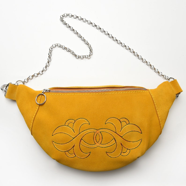 Fancy Yellow Leather Waist Bag/ Suede Leather Bag/belt Pouch/ Etsy