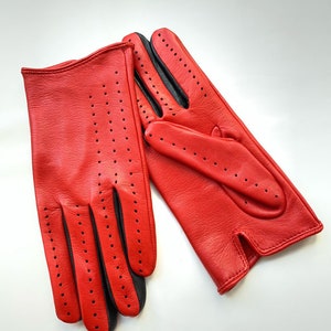 Ferrari Red driving gloves/ leather gloves for ladies/ fashion gloves, women&#39;s day/ gift for her, accessories, driving gloves, red gloves