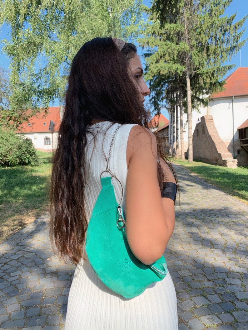 Fanny pack Yellow Leather Waist bag Suede Leather bagBelt Pouch Adjustable bag yellow waist bag small purse Valentine\u2019s day gift
