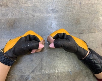 Yellow/ Brown fingerless gloves for ladies, hot seasons driving gloves Fashion Gloves cycling leather gloves ladies gift summer