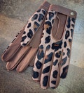 Animal print Brown leather gloves, gloves for ladies, fur and leather\/ gift for her, driving gloves, Christmas gift\/ strixartgloves
