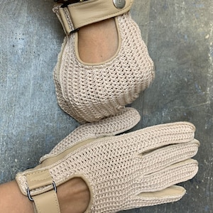 Ladies Leather Driving Gloves  Gift For Her Italian Leather Knitted 100% Cotton Nappa Leather Gloves/ leather gloves/ Valentine&#39;s day gift