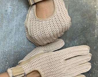 Italienische Lederhandschuhe fürs Auto: Gestricktes Baumwoll-Nappaleder