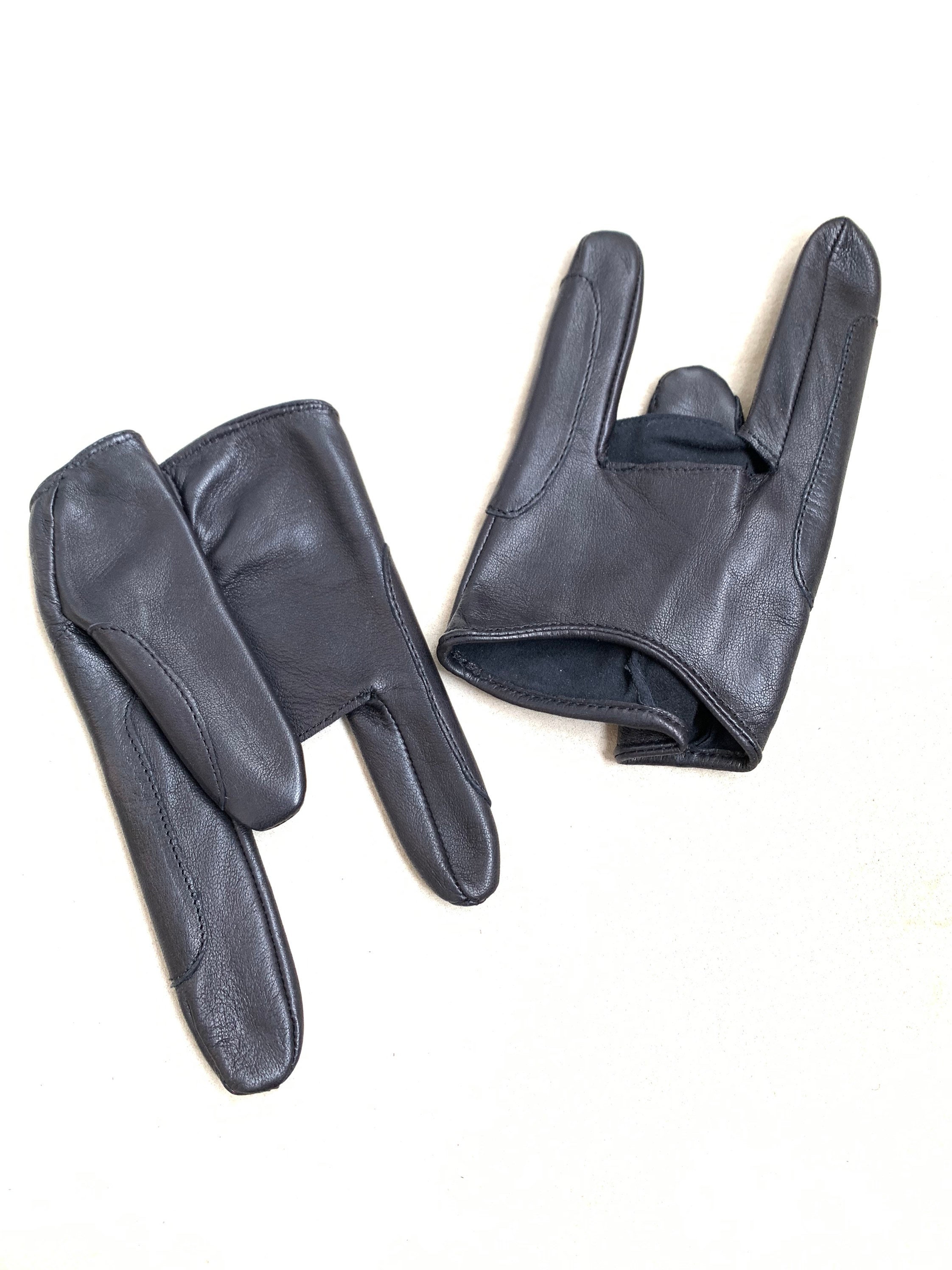 Ladies Fingerless Leather Gloves With Gel Palm - SKU 8232-00-UN