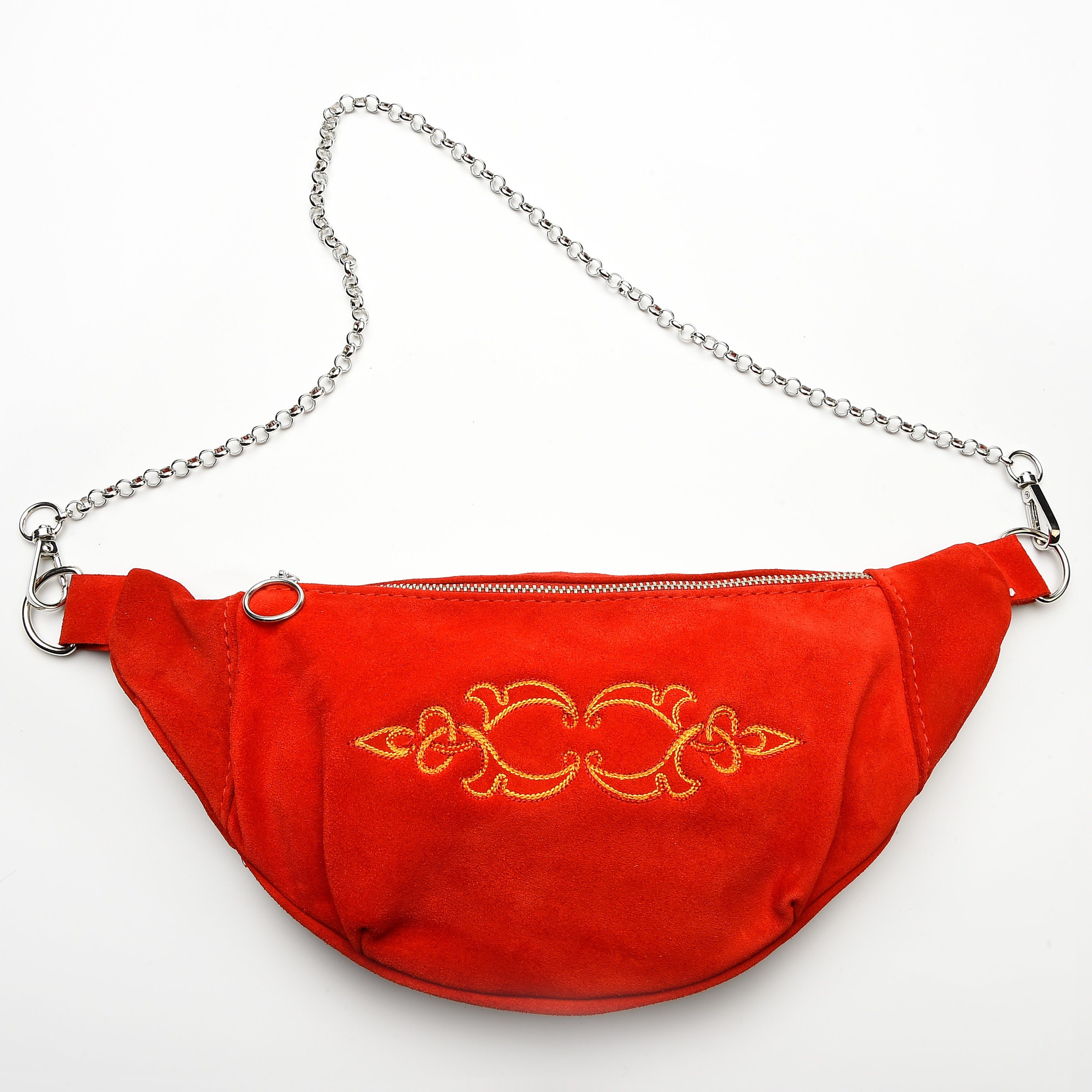 Red Leather Logo Belt Bag Small