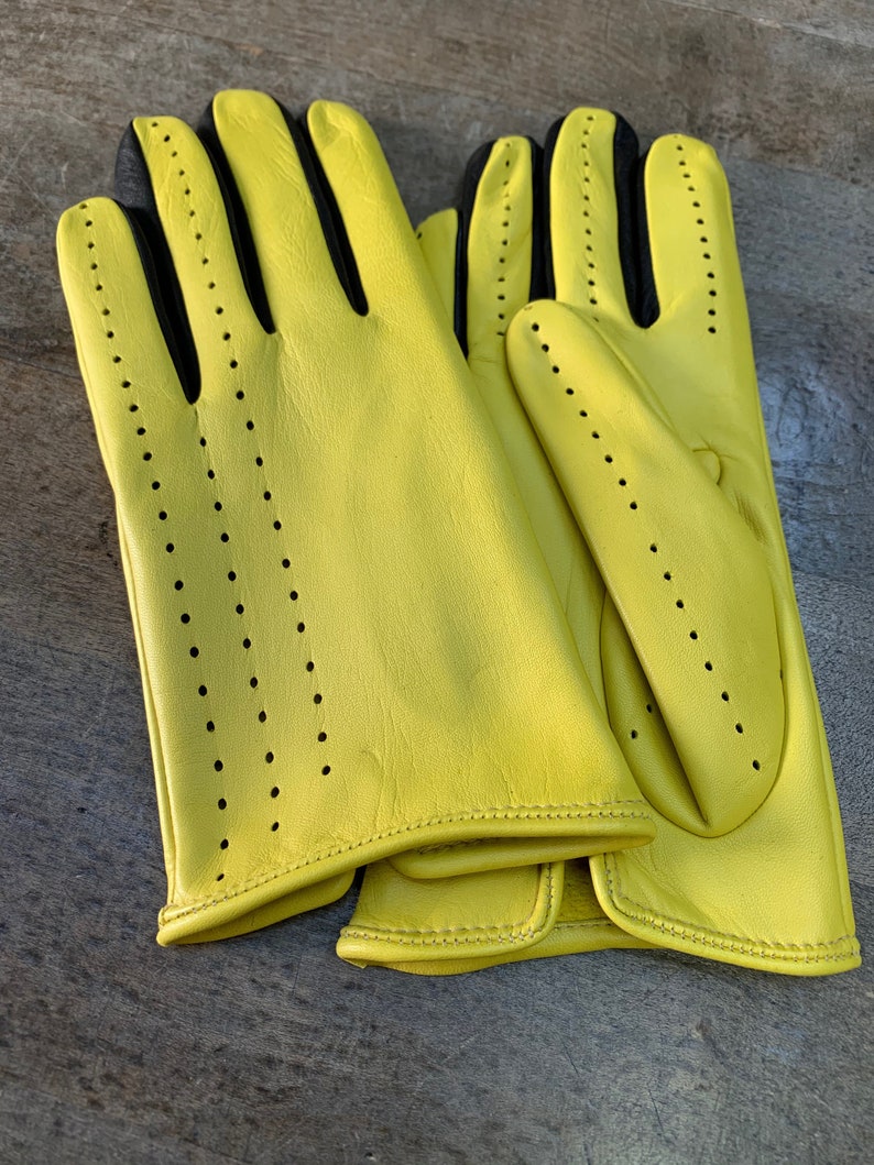 Yellow driving gloves leather gloves for ladies fashion gloves gift for her gift for her Christmas gift driving gloves accessories