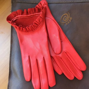 Red leather gloves for driving,gloves for ladies,girls, women's day/gift for her,accessories,driving gloves, leather gloves Lili Adam image 3