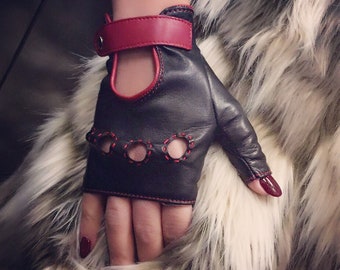 Leather Fingerless Driving Gloves: Italian Lambskin Fashion Gloves