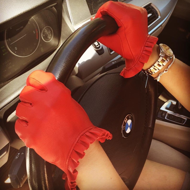 Red leather gloves for driving,gloves for ladies,girls, women's day/gift for her,accessories,driving gloves, leather gloves Lili Adam image 1