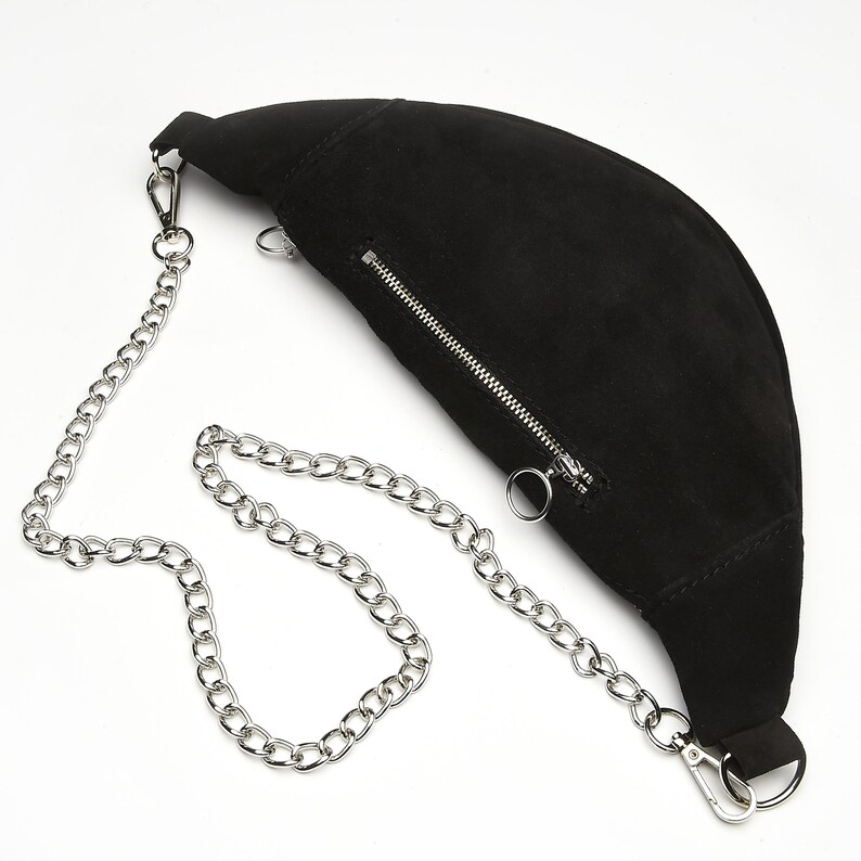 Black Leather Waist Bag/ Suede Leather Bag/belt Pouch/ Etsy