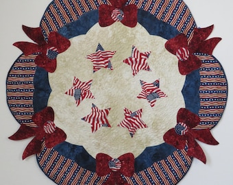 Patriotic red, white, blue table topper 1 for 4th of July, Memorial Day