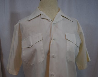 Vintage Creighton short sleeve white uniform military shirt